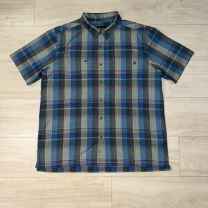 Marmot Mountain Adventure Shirt Mens XL Blue Plaid Short Sleeve Outdoor Hiking